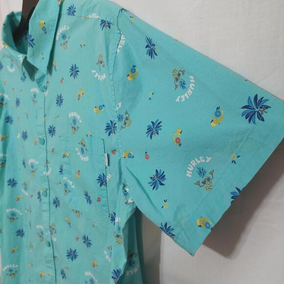 HURLEY STRETCH FIT TROPICAL BUTTON DOWN SHORT SLEEVE HAWAIIAN SHIRT MENS XXL - Picture 4 of 8
